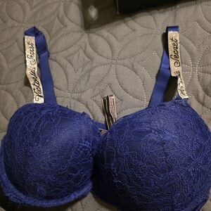 Victoria's Secret Navy Lace Bra with Gold Accents